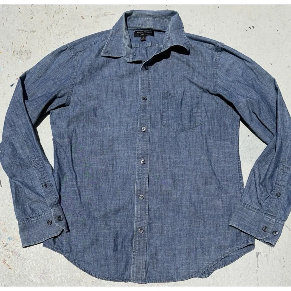 Men's Banana Republic Shirt Blue Button-Down M Casual Preppy City Denim Ranch